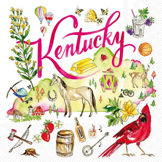 Boston International IHR Paper Cocktail Napkins KY State Collection 20 count