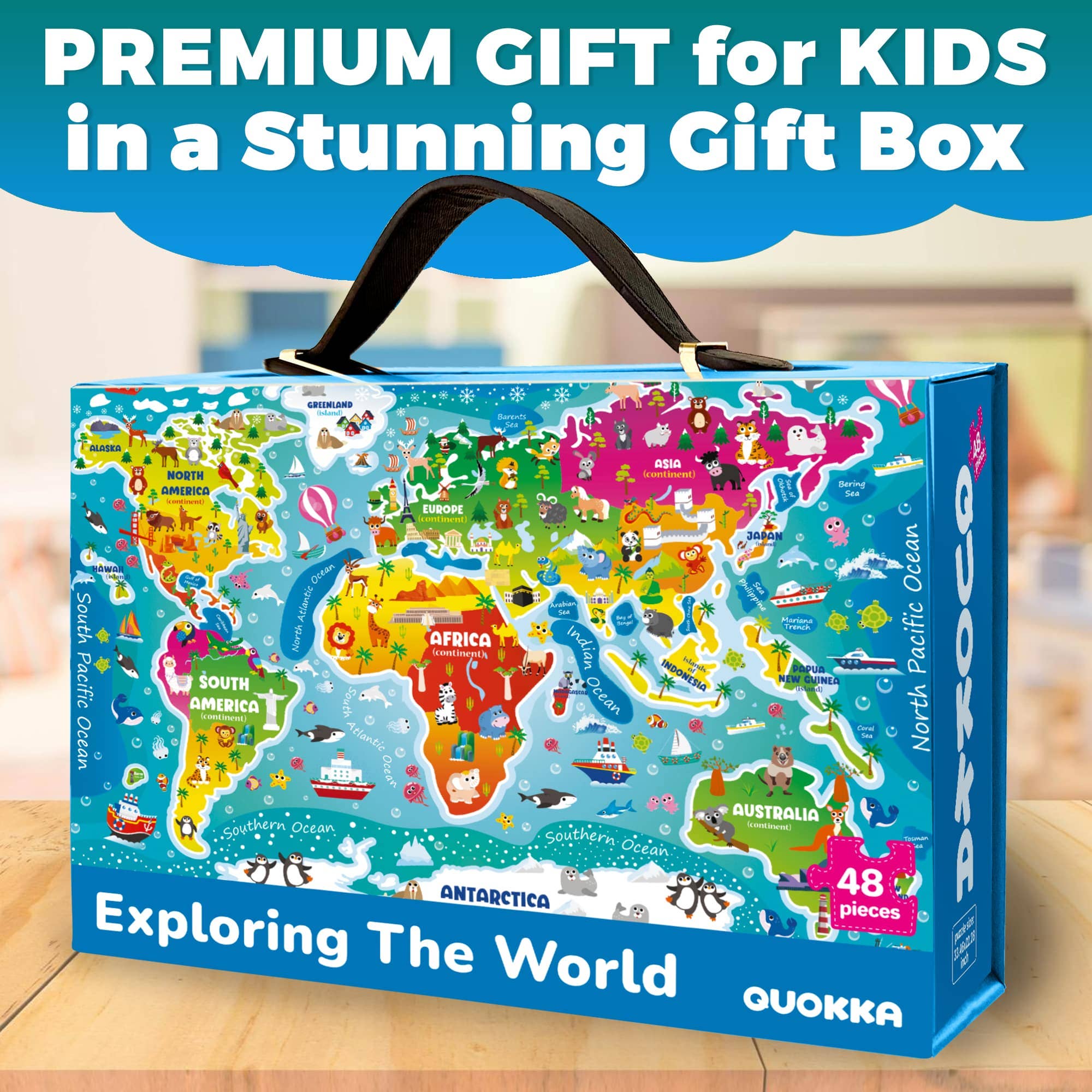 Quokka 2x3 FT Giant Floor Puzzles for Kids | World Map