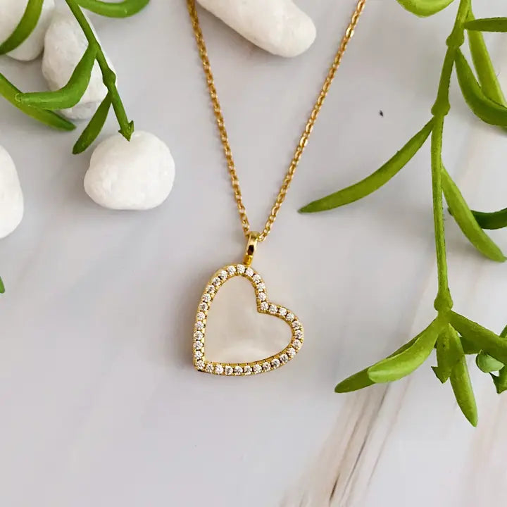 Ellison + Young | Necklace | Gold Pearl Heart Charm