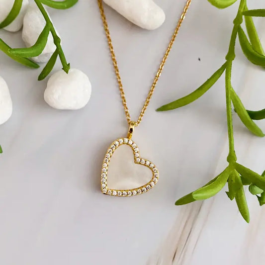 Ellison + Young Gold Pearl Heart Charm Necklace