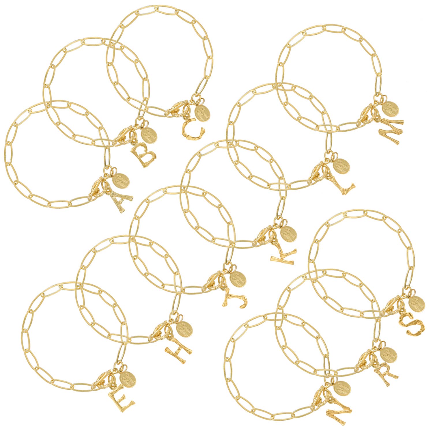 Susan Shaw | Initial Gold Paperclip Chain Bracelet | S