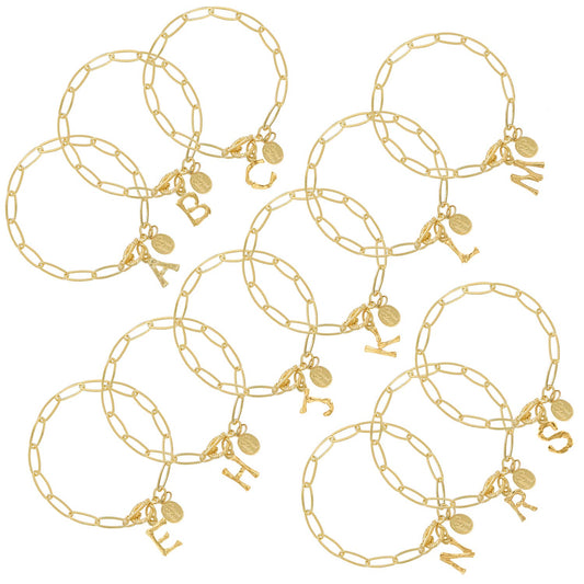 Susan Shaw Initial Gold Paperclip Chain Bracelet | S