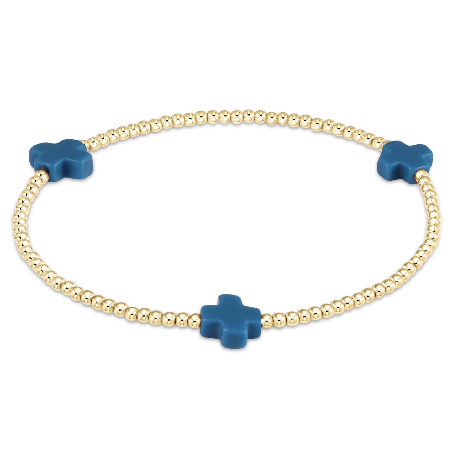 enewton | Signature Cross Gold 2mm Bead Bracelet | Cobalt