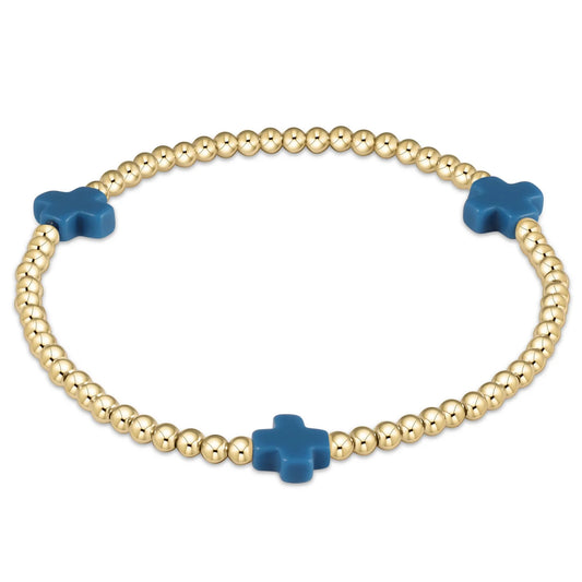 enewton | Signature Cross 3mm Gold Bead Bracelet | Emerald