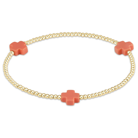 enewton | Signature Cross Gold 2mm Bead Bracelet | Coral