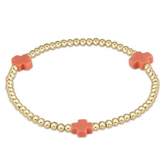 enewton | Signature Cross 3mm Gold Bead Bracelet | Coral
