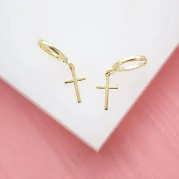 MIA Jewelry | Earrings | 18K Gold Filled Tiny Simple Cross Huggies