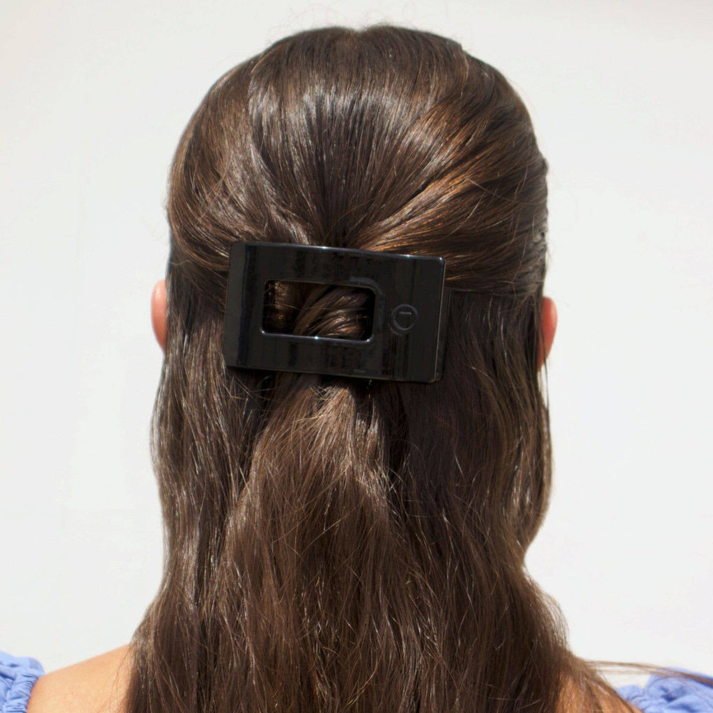 Teleties | Flat Rectangle Hair Clip | Small | Jet Black