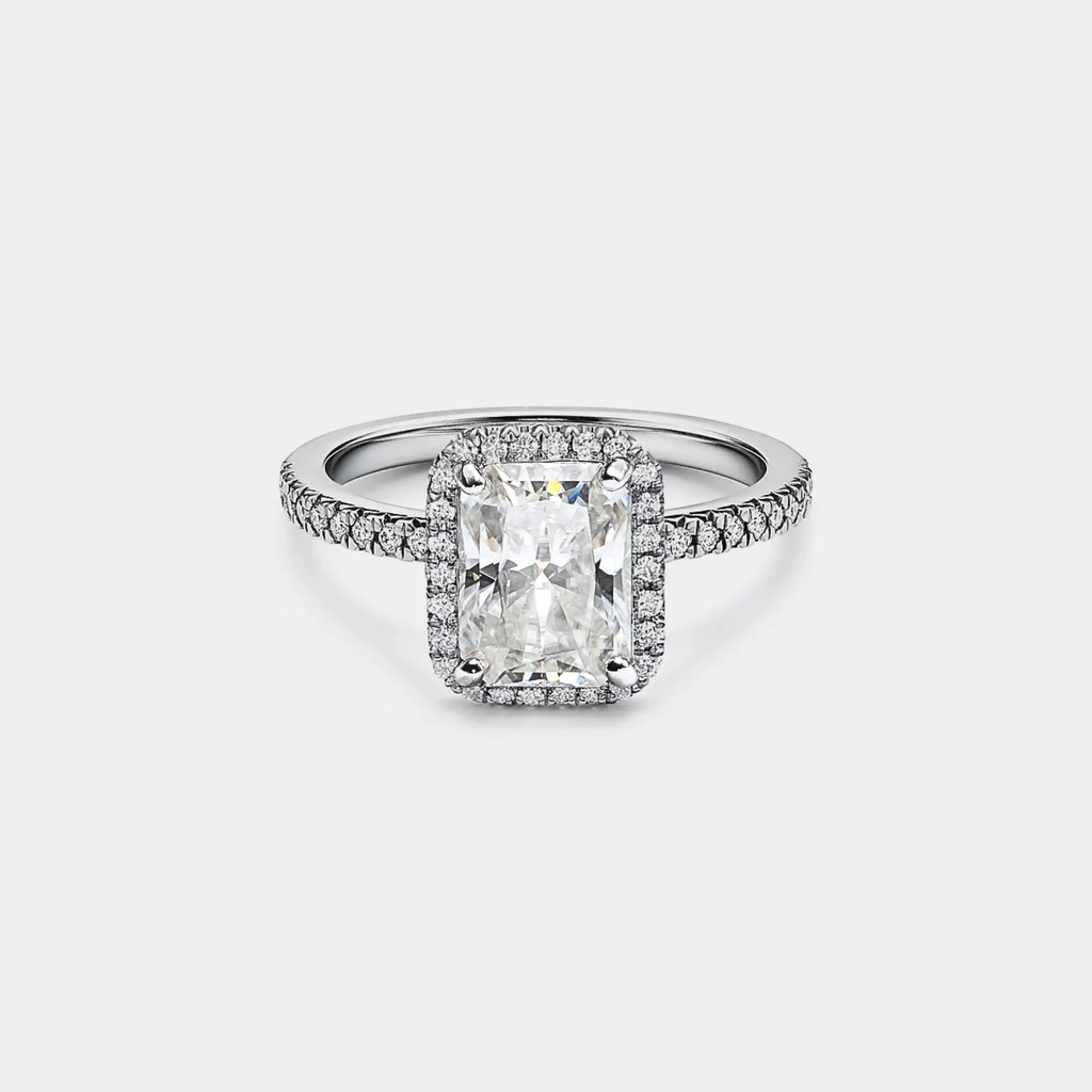 Princess Emerald Cut Moissanite Ring in 925 Sterling Silver: 1.0 ct / 6 1/2 US/CA / A