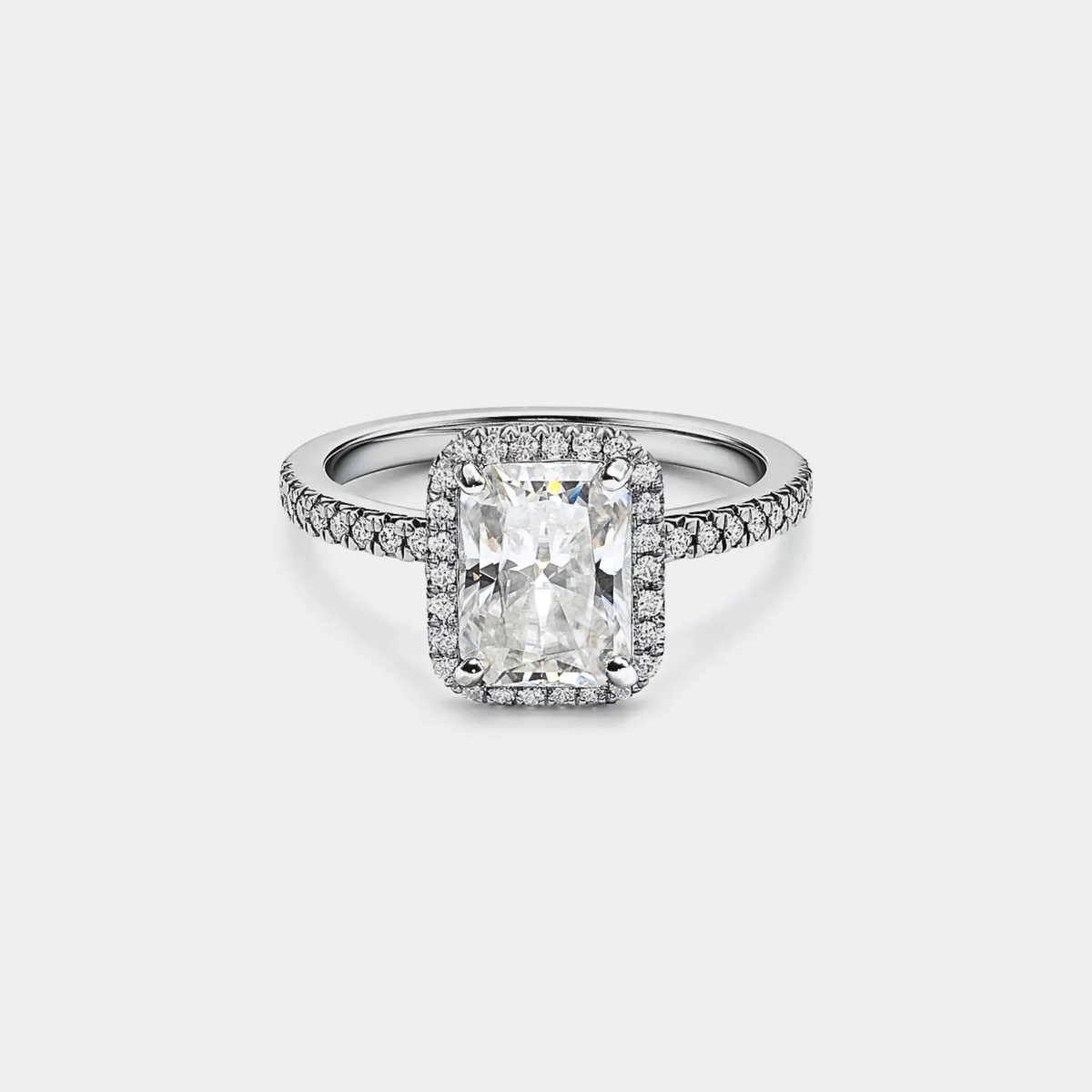 Princess Emerald Cut Moissanite Ring in 925 Sterling Silver: 1.0 ct / 6 1/2 US/CA / A