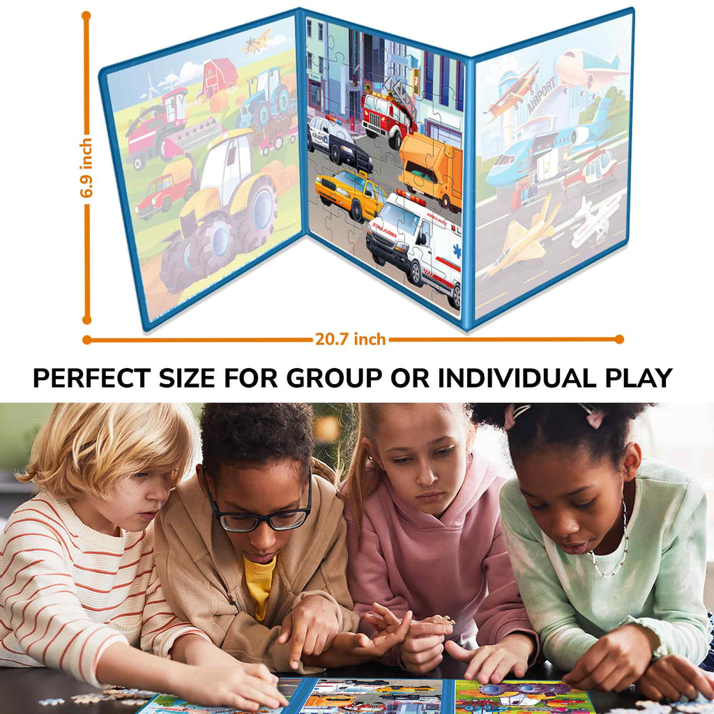 Quokka Magnetic Puzzles 3x36 Pcs Puzzles for Kids | Transport