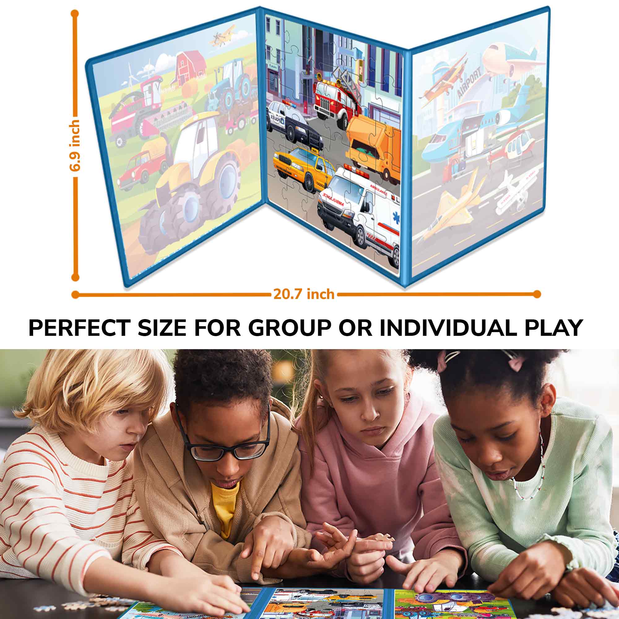 Quokka Magnetic Puzzles 3x36 Pcs Puzzles for Kids | Transport