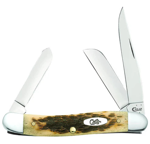 Case Knives Peach Seed Jig Amber Bone CS Medium Stockman with Spey blade 00039