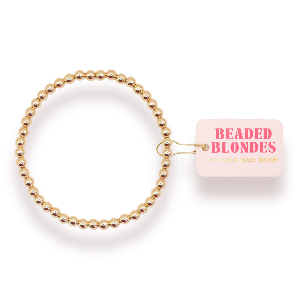 Beaded Blonde | 4MM Gold Beaded Bracelet | Standard 6.75 inch