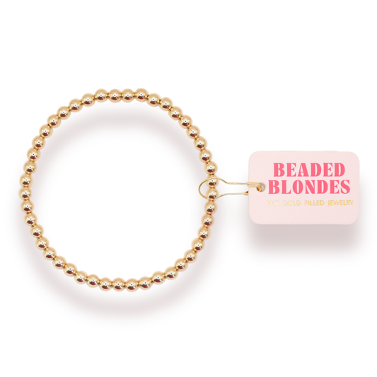 Beaded Blonde | 4MM Gold Beaded Bracelet | Standard 6.75 inch