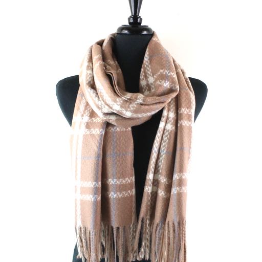 Pretty Persuasion Brown Plaid Blanket Scarf