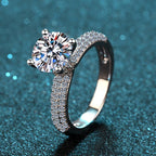 Moissanite Pave Band Engagement Ring in 925 Sterling Silver: 6 1/2 US/CA