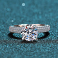 Moissanite Pave Band Engagement Ring in 925 Sterling Silver: 6 1/2 US/CA