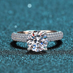 Moissanite Pave Band Engagement Ring in 925 Sterling Silver: 6 1/2 US/CA