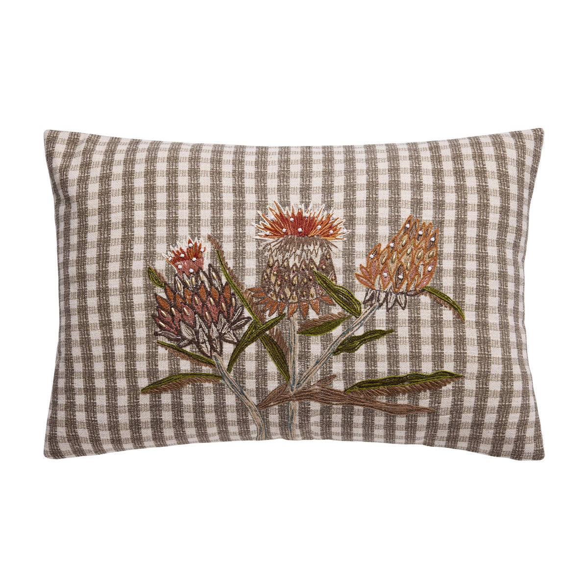 Harvest Flower Embroidered Pillow