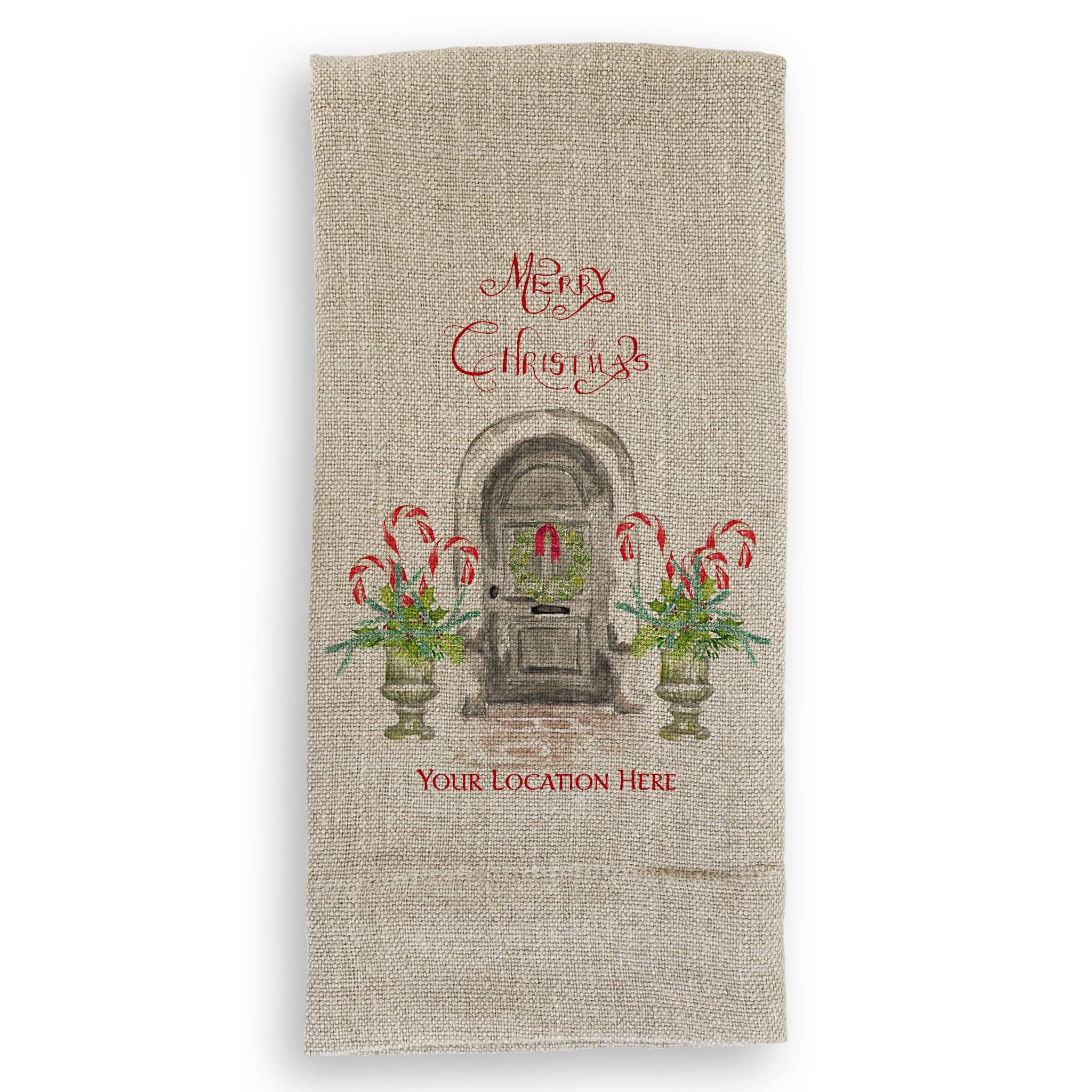 French Graffiti Merry Christmas Paducah Tea Towel