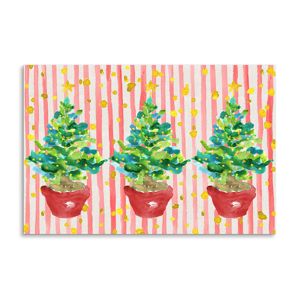 French Graffiti Red Potted Christmas Tree Paper Placemats