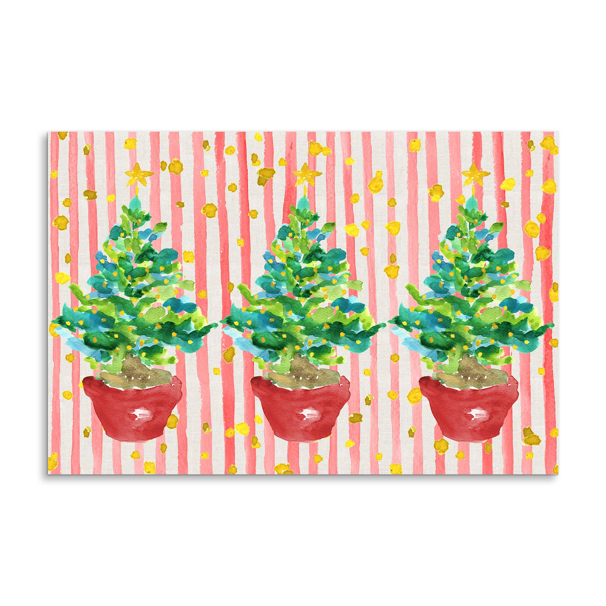 French Graffiti Red Potted Christmas Tree Paper Placemats