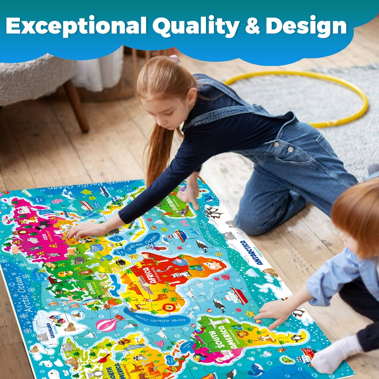 Quokka 2x3 FT Giant Floor Puzzles for Kids | World Map