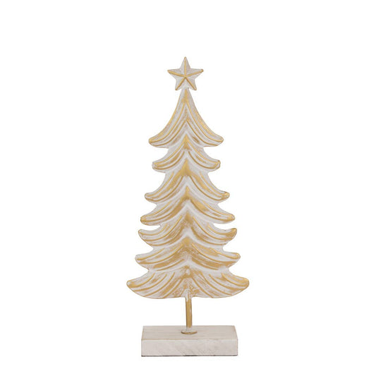 Boston International Metal White & Burnished Gold Tree Christmas | Tall 12.75"