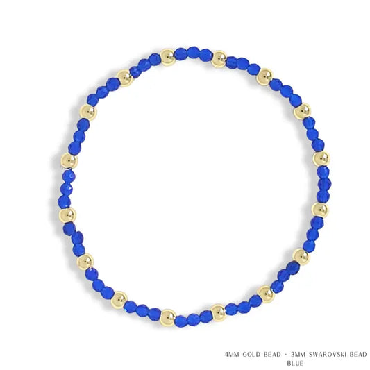 Savvy Bling Gold Filled & Blue Swarovski Crystal Beaded Bracelet