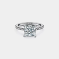Princess Cut Moissanite Pave Ring in 925 Sterling Silver: 2.0 ct / 6 1/2 US/CA