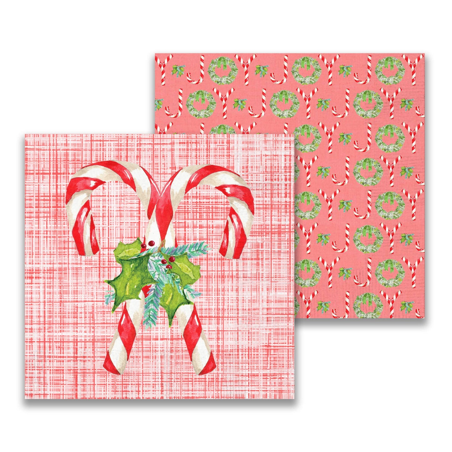 French Graffiti Candy Canes with Greens Cocktail Napkin