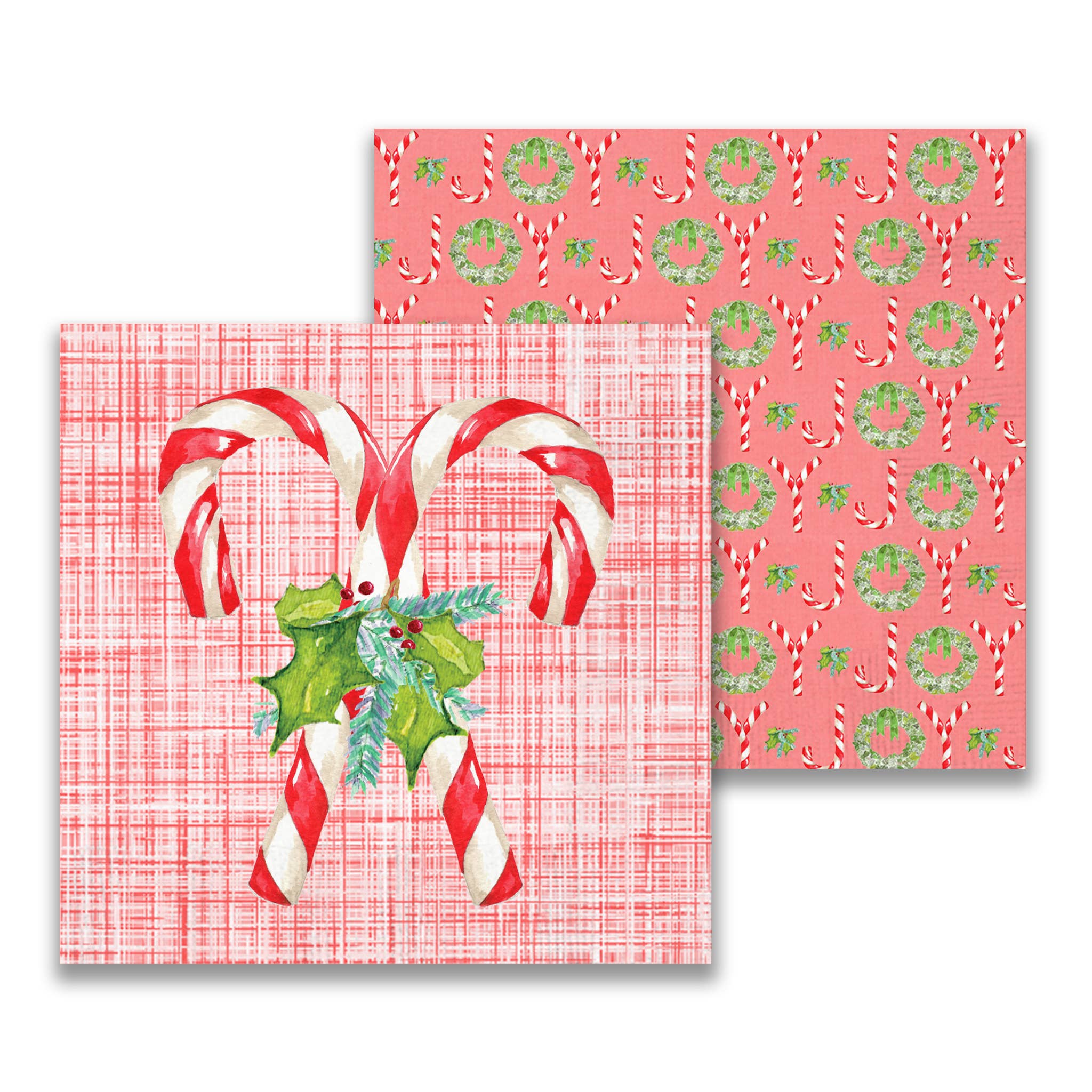 French Graffiti Candy Canes with Greens Cocktail Napkin