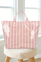 Nash Grey | Pink and Tan Striped TOTE BAG