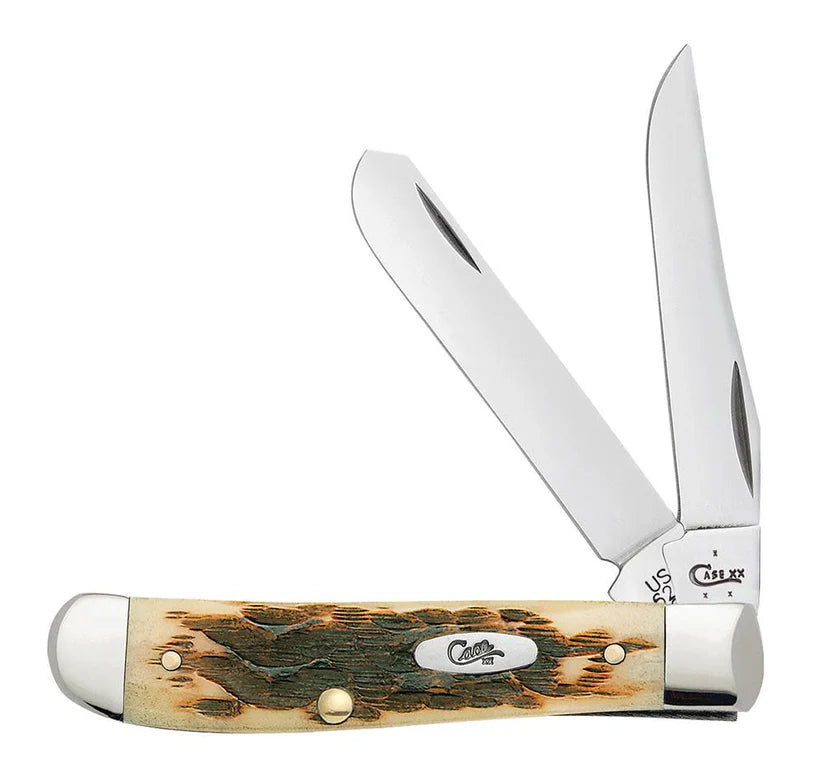 Case Knife Peach Seed Jig Amber Bone Mini Trapper 00013