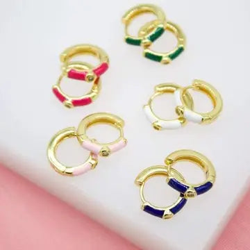 MIA Jewelry | Earrings | 18k Gold Gilled Colorful Huggies | Green