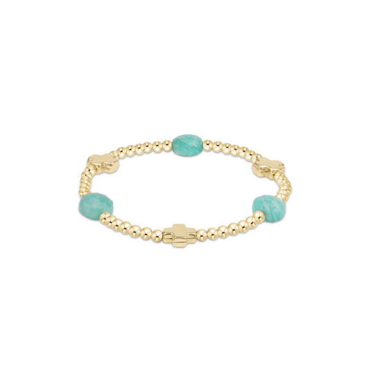 enewton | Signature Cross Admire Gold Patter 3mm Bracelet | Amazonite | 6.25 inch
