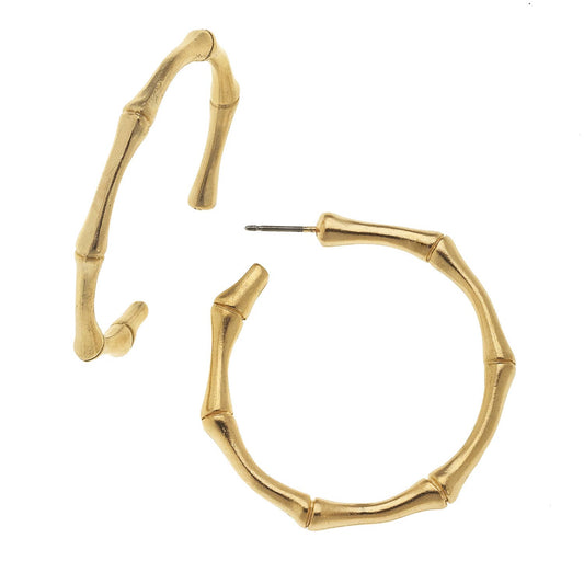 Susan Shaw Gold Bamboo Hoop Earrings