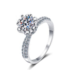 Moissanite Crown Engagement Ring in 925 Sterling Silver: 1.0 ct / 7 3/4 US/CA