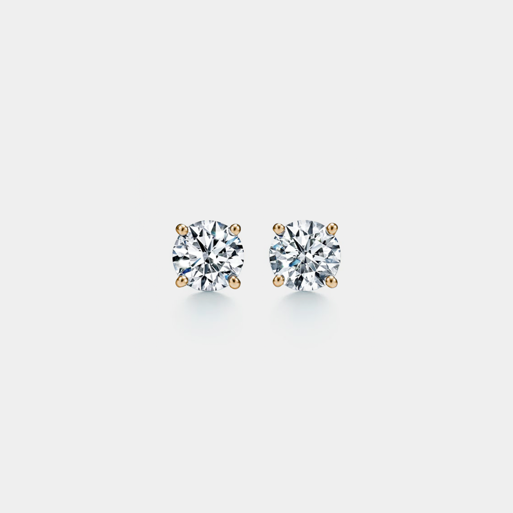 Four-Prong Moissanite Stud Earrings in 925 Sterling Silver: Silver / 1.6 ct