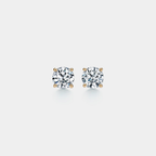Four-Prong Moissanite Stud Earrings in 925 Sterling Silver: Silver / 1.6 ct