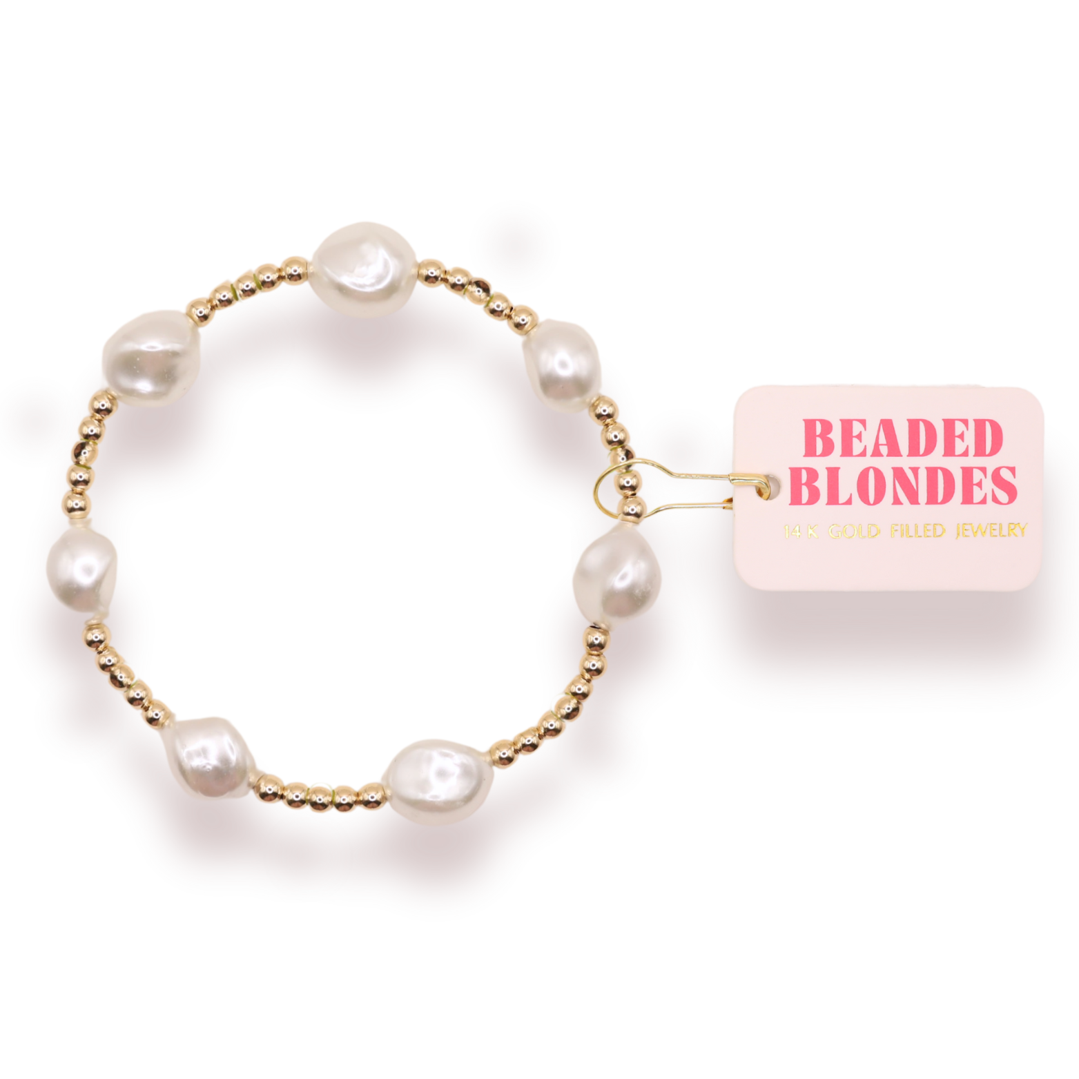Beaded Blondes | Sadie Pearl Bracelet in Gold | Standard 6.75 inch