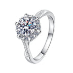 Moissanite Halo Bypass Engagement Ring in Sterling Silver: 6 US/CA / 1.0 ct