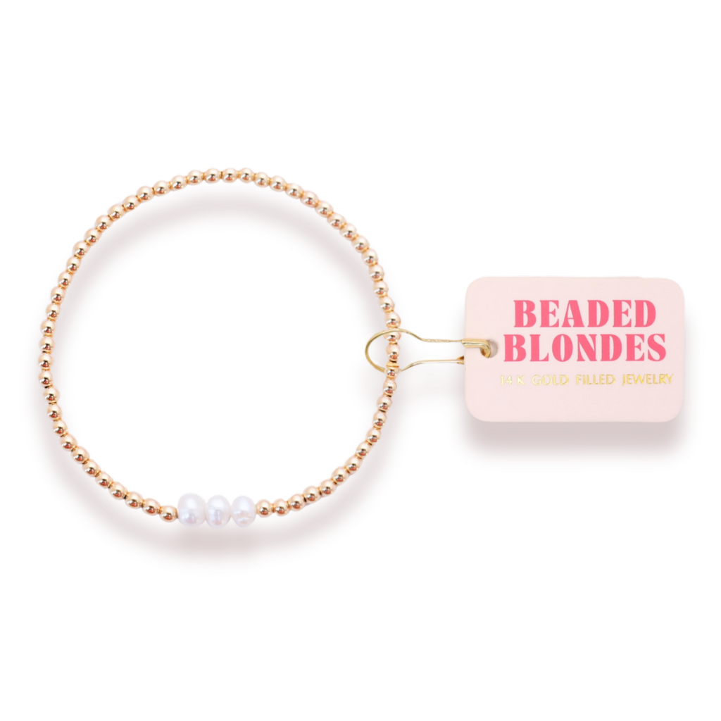 Beaded Blondes | Harper Pearl Bracelet in Gold | Standard 6.75 inch