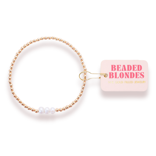 Beaded Blondes | Harper Pearl Bracelet in Gold | Standard 6.75 inch