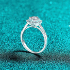 Moissanite Halo Bypass Engagement Ring in Sterling Silver: 6 US/CA / 1.0 ct