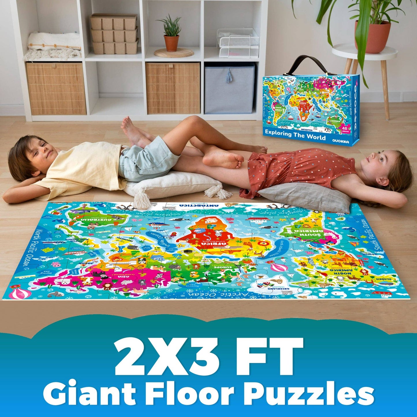 Quokka 2x3 FT Giant Floor Puzzles for Kids | World Map