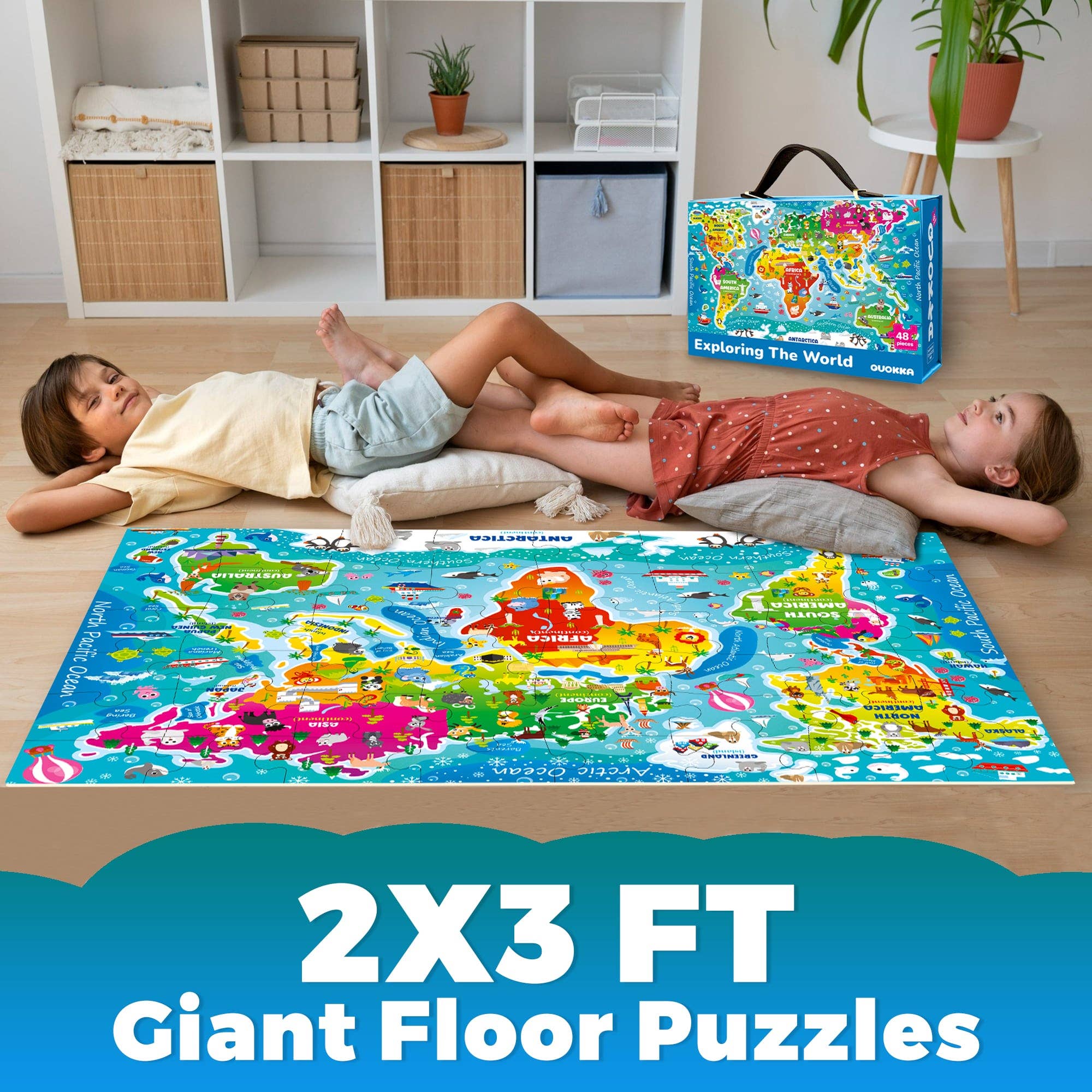 Quokka 2x3 FT Giant Floor Puzzles for Kids | World Map