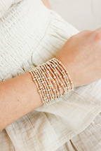 Beaded Blondes | Dainty Sutton Bracelet in Gold with Silver | Extended 7.25 Inch