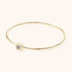 Solitaire Moissanite Bangle Bracelet in 925 Sterling Silver: Silver